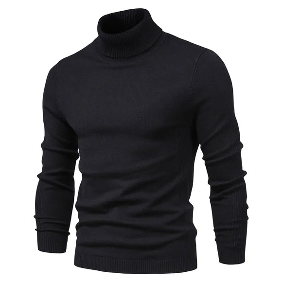 10 Color Winter Men's Turtleneck Sweaters Warm Black Slim Knitted Pullovers Solid Color Casual Sweaters Autumn Knitwear MartLion black EUR S 50-55 kg 