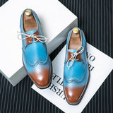 Men's Dress Shoes Wedding Party Brogue Adult Sky Blue Formal Lace Up Office Oxfords Pointed Toe Mart Lion   