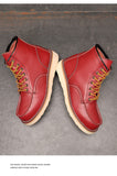 Red Retro Men's Boots Classic Platform Motorcycle Comfort Genuine Leather Winter hombre Mart Lion   