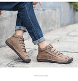  Men's Boots Leather Outdoor Work Spring and Autumn Western Waterproof Lace-Up Casual shoes MartLion - Mart Lion