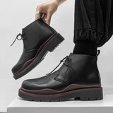 Autumn Men's Ankle Boots Casual Shoes Lace-up Mixed Colors British Punk Chelsea Motorcycle Mart Lion   