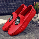 Men's Leather Casual Shoes Spring Summer Trend Lightweight Tiger Embroidery Cool Loafers Driving Mart Lion   