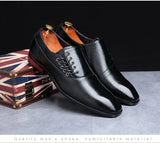 Men's Leather Shoes Style Formal Dress Wedding Red Wine British Style Office Lace-Up Leather Loafers MartLion   