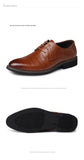 PU Leather Men's Brogues Shoes Lace-Up Bullock Dress Oxfords Praty Formal Mart Lion   