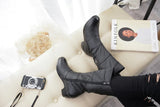 Women's Mother Female Ladies Leather Shoes Boots Botas Knee High Zipper Winter Warm Plush Mid Calf MartLion