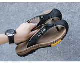 Summer Men's Flip-Flops Outdoor Genuine Leather Sandals Luxury Brand Designer Slipper Casual Beach Slipper Mart Lion   