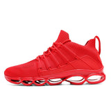 Summer Men's Sneakers Tennis Sport Running Shoes Breathable Designer Casual Light Blade Trainers Walking Mart Lion Red 39 
