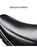 Men's Dress Shoes Genuine Leather Breathable Middle Aged Round Toe Wedding Footwear Flat Mart Lion   