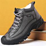 Men's Snow Boots Winter Warm Leather High Shoes wool Retro Casual Boots Hombre MartLion Gray 6 