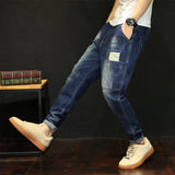 Men  splice Slim Stretch Jeans Classic Multi-pocket cotton male Casual denim MartLion   