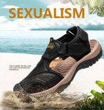 Summer Genuine Leather Outdoor Men's Shoes Sandals Casual Beach Sneakers Mart Lion   