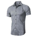 Bamboo Fiber Shirt Men Summer Short Sleeve Men's Dress Shirts MartLion   