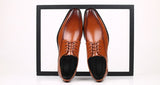 Men's Leather Dress Shoes Classic Retro Derby Lace-Up Wedding Party Office Oxfords Flats Mart Lion   