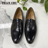 Stylish Men's Loafers Genuine Leather Pointed Toe Dress Shoes Summer Autumn Brown Party Wedding