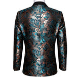Teal Green Paisley Men's Suits Italian Design Tuxedo Jacket Groom Suits For Blazers Party  Barry Wang Mart Lion   