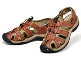 Men's Sandals Summer Leather Beach Rome Gladiator Casual Shoes Outdoor Mart Lion   