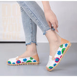 Spring Autumn Women Flats Split Leather Shoes Slip on Ballet Flats Flats Print Moccasins Loafers MartLion   