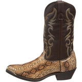 Retro Men's Women Boots Golden Head Snake Skin Faux Leather Winter Embroidered Western Cowboy Unisex Footwear Mart Lion   