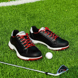 Men's Golf Shoes Waterproof Golf Sneakers Outdoor Golfing Spikes Shoes Jogging Walking Mart Lion   