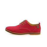 Men's Shoes Casual Canvas Pointed Toe Lace Up Flat Zapatos Hombre Mart Lion Red 5.5 
