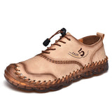 spring and summer men's shoes lace-up outdoor casual cowhide leather soft-soled moccasin Mart Lion Khaki 998 6.5 
