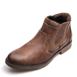 Men's Boots Leather Autumn Winter Vintage Style Ankle Short Chelsea Footwear Hombre MartLion Brown 6 