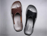 designer Summer Men's Sandals Genuine Leather Simple Slipper Cool Beach Shoes Mart Lion   