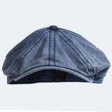 Washed Cotton Newsboy Cap Peaky Octagonal Hat Vintage Casual Cap Solid Berets Visor Gatsby Flat Ivy Hat MartLion   