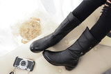 Women's Mother Female Ladies Leather Shoes Boots Botas Knee High Zipper Winter Warm Plush Mid Calf MartLion
