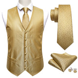 Barry Wang Men's Suit Vest Orange Paisley Waistcoat Silk Tailored Collar V-neck Check Vest Tie Set Formal Leisure M-2042 Mart Lion   