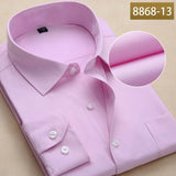 Men's Dress Shirts Long Sleeve Slim Fit Solid Striped Formal White Shirt Social Clothing MartLion 8868-13 38 