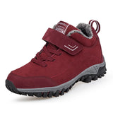 Winter Men's Suede Work Shoes Fur Warm Ankle Boots Outdoor Non-slip Waterproof Snow MartLion Wine red 5.5 