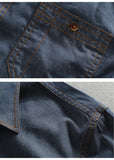 Men's Jeans Shirt Pure Cotton Slim Fit Long Sleeve Male Dress Shirts Denim Casual Clothing Two Chest Pocket MartLion   