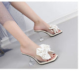 High Heels Shoes Women Modern Sandals Flower Ladies Heels Black Blue Summer MartLion   