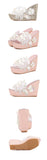 Summer Slippers Flower Decoration Platform Wedges Sandals Women High Heels Female Flip Flop Shoes Mart Lion   