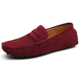 Men's Leather Loafers Casual Shoes Moccasins Slip On Flats Driving Mart Lion Red wine 7.5 