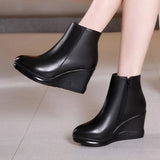 Platform Wedges Boots Women Shoes Fall Winter High Heels Plush Warm Office MartLion Fur inner 11 