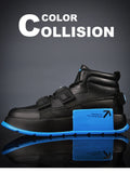 Black High Top Casual Shoes Men's Platform Sneakers Microfiber Skateboard Designer MartLion   