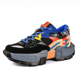 Colorful Men's Sneakers Platform Streetwear Designer Shoes Chunky Sneakers Hip Hop Splicing Casual MartLion Black Blue F981 39 