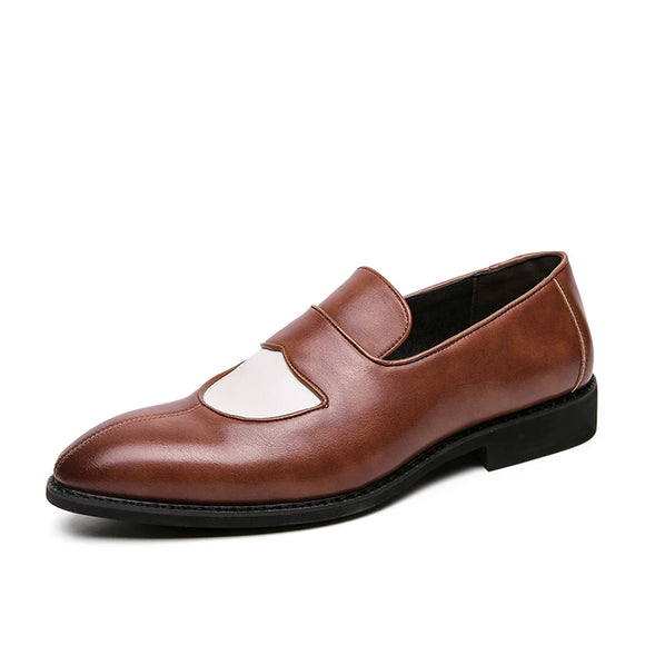  British Style Hit Color Leather Shoes Men's Oxford Breathable Formal Dress Wedding Footwear MartLion - Mart Lion