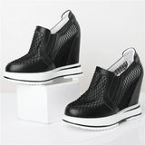 Summer Pumps Shoes Women Genuine Leather Wedges High Heel Ankle Boots Female Breathable Mesh Sneakers Casual MartLion   