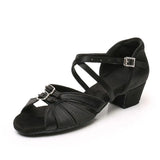 Children Dance Shoes for Girls Women Ballroom Latin Ladies Modern Tango Performance Salsa Sandals 3.5CM Heel MartLion Black 35 (22.5cm) CHINA