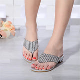 Sliders Shoes Women Summer Footwear Low Heel Silver Rhinestone Gold MartLion   