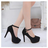 Wedding Shoes Women High Heels Pumps Bride Platform Super High Heel 12cm Black Silver MartLion   