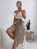 Women Casual Print Tie Side Wrap Skirt Elegant Waist Female Summer A-Line Skirts MartLion   