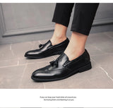 Men's Brogue British Oxford Dress Shoes Gentleman PU Leather Footwear Zapatos Hombre Flats Tassel Loafers MartLion   