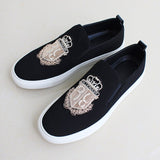 Men's Casual Shoes Black Suede Leather Party Luxury Embroidery Flat Tide Slip-On Loafers Mart Lion   