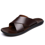 designer Summer Men's Sandals Genuine Leather Simple Slipper Cool Beach Shoes Mart Lion Auburn 7 