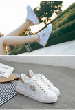 White Shoes Women Sneakers Platform Rhinestone Femme Bee Lady Patchwork MartLion   