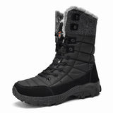 Brand Winter Men's Snow Boots Warm Plush Waterproof Leather Ankle Outdoor Non-slip Hiking Sneakers Mart Lion 15 Black 6.5 